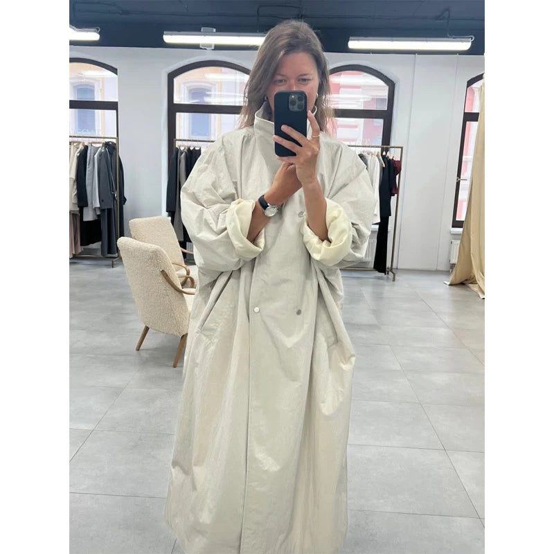 Women's Windproof Trench Coat Loose Fit Overcoat