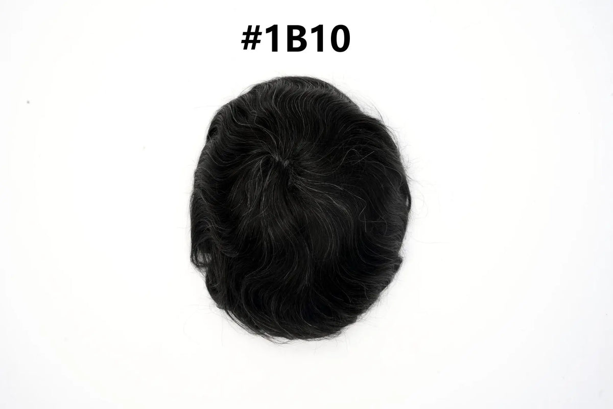 V Loop Silk Base Wavy Toupee for Men 8x10