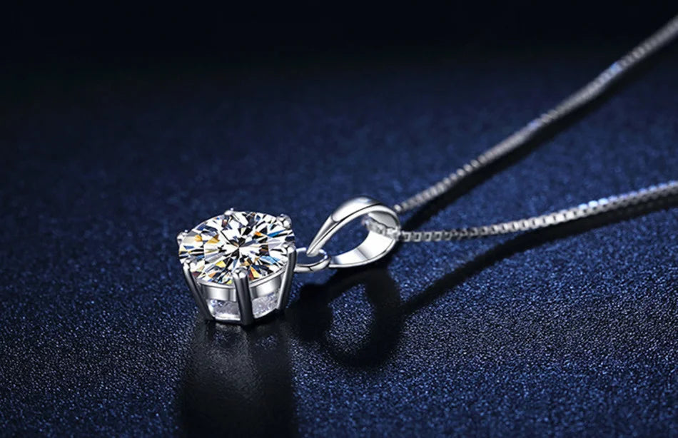 Moissanite Pendant Necklace 925 Sterling Silver Women