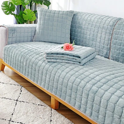 Flannel Sofa Cushion Non-Slip Plush Backrest Cover