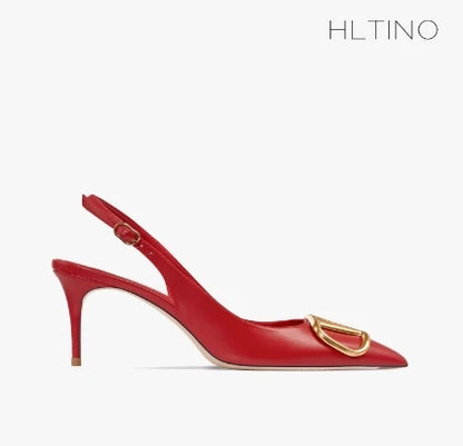 Black Slingback Sandals for Women with High Heels