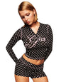Joskaa Dot Print Tracksuit Set Women Long Sleeve Crop Top