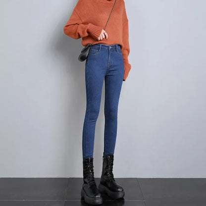 Women's Winter Plush Stretch Skinny Jeans