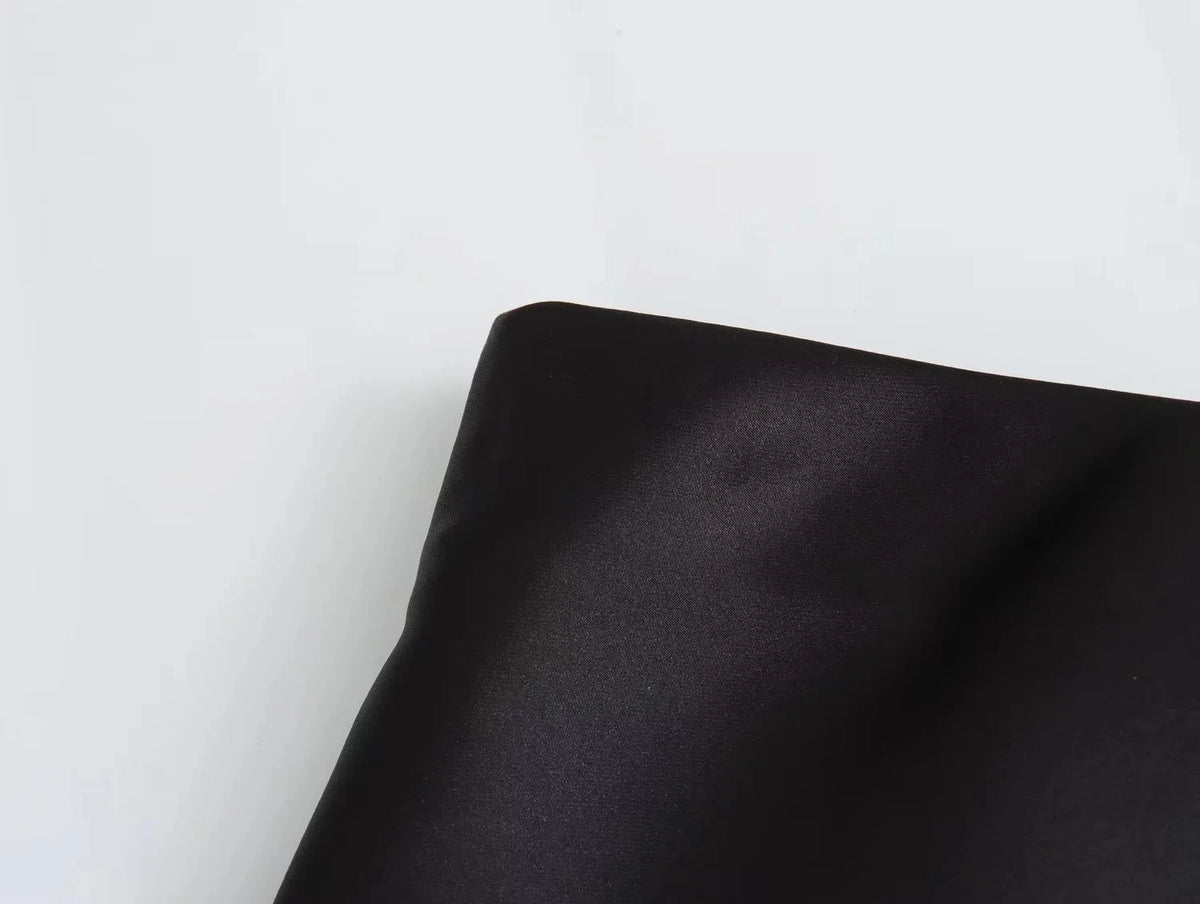 Vintage Satin Solid Long Skirt Women High Waist