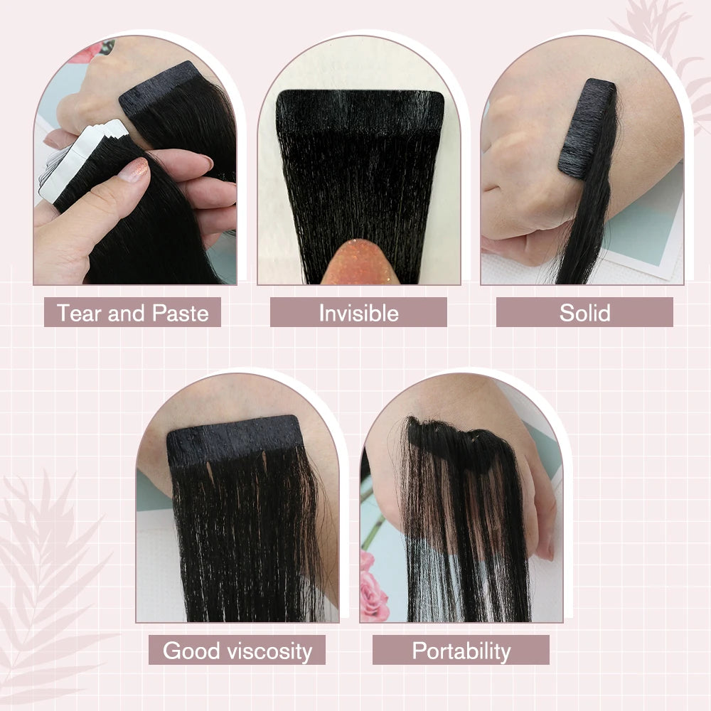 Ugeat Tape In Hair Extensions Brazilian Remy Hair 20P/40P