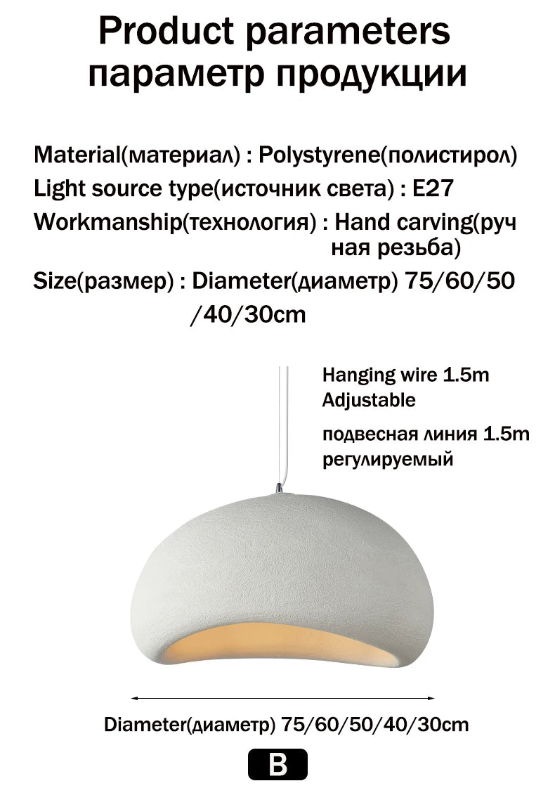 Nordic Wabi Sabi Pendant Lamp Brushed Nickel LED Chandelier