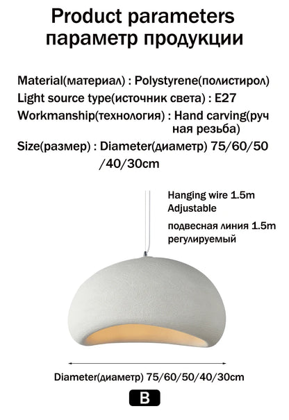 Nordic Wabi Sabi Pendant Lamp Brushed Nickel LED Chandelier