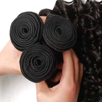 40 Inch Deep Wave Brazilian Human Hair Extensions Natural Black