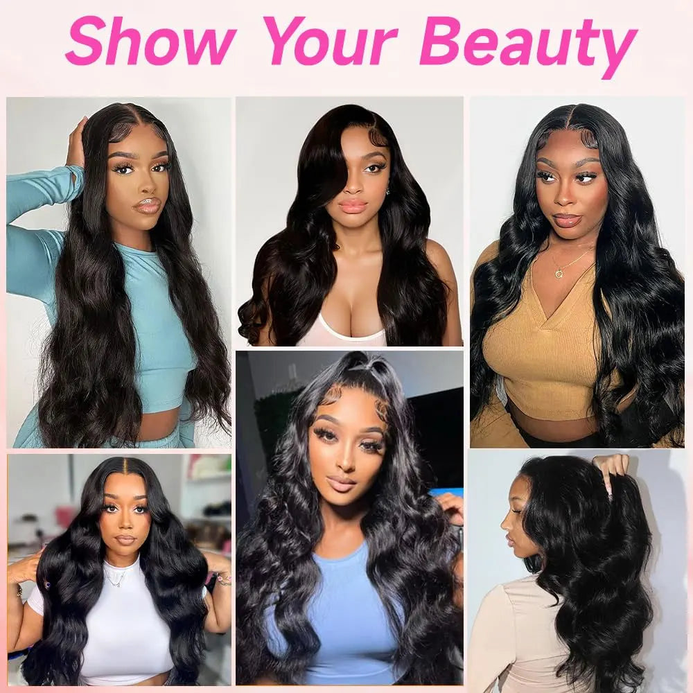 42 Inch 250% Density Body Wave Lace Front Wig Black