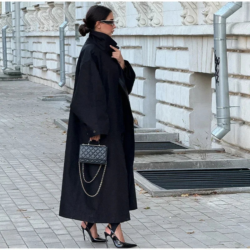 Women's Windproof Trench Coat Loose Fit Overcoat