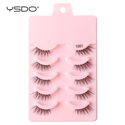 YSDO 5/10 Pairs Natural Soft Black Half Lashes