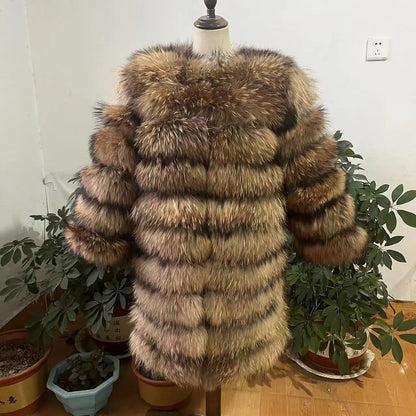 4in1 Women Fox Fur Coat Winter Outerwear