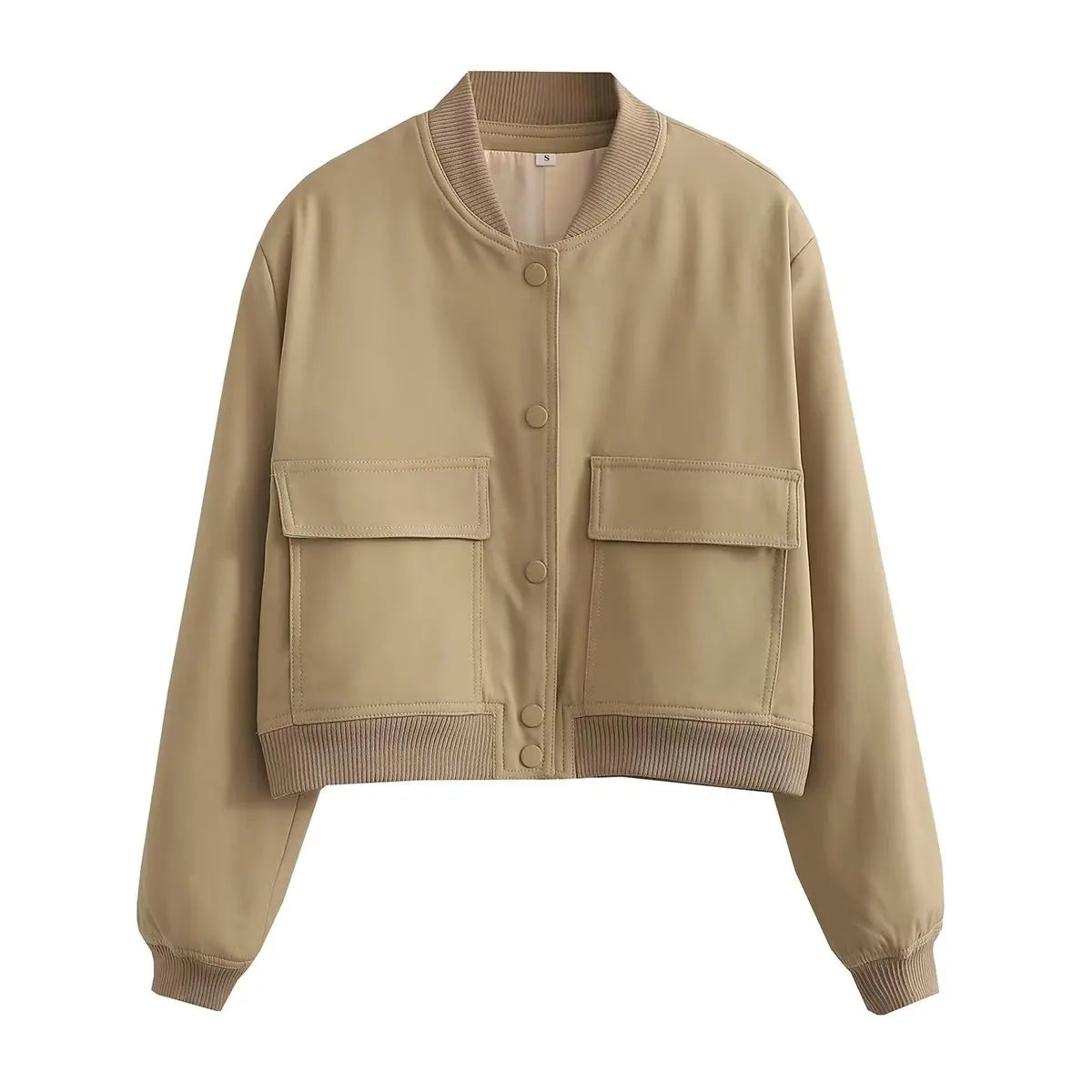 Willshela Women Solid V-Neck Bomber Jacket