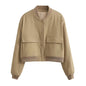 Willshela Women Solid V-Neck Bomber Jacket