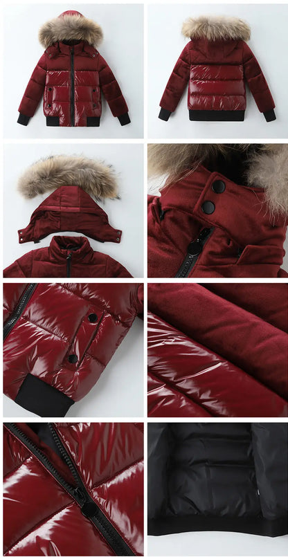 Black Down Winter Parka Jacket for Boys and Girls