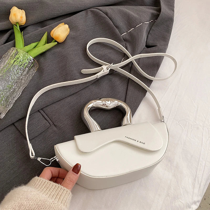 Solid PU Shoulder Bag with Hasp Compartment
