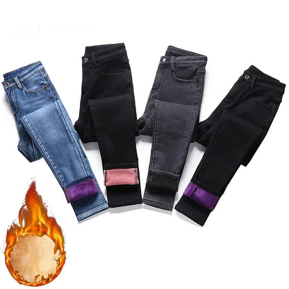 Women's Winter Plush Stretch Skinny Jeans