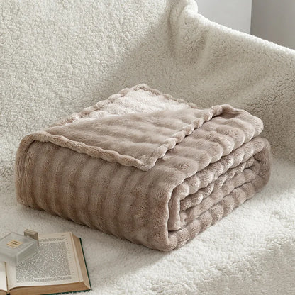 3D Bubble White Plush Fleece Throw Blanket