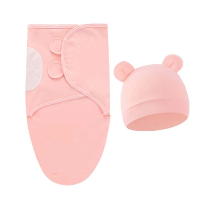 Cartoon Printed Cotton Baby Blanket Hat Set