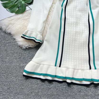 Women Knitted Mini Dress with Ruffles