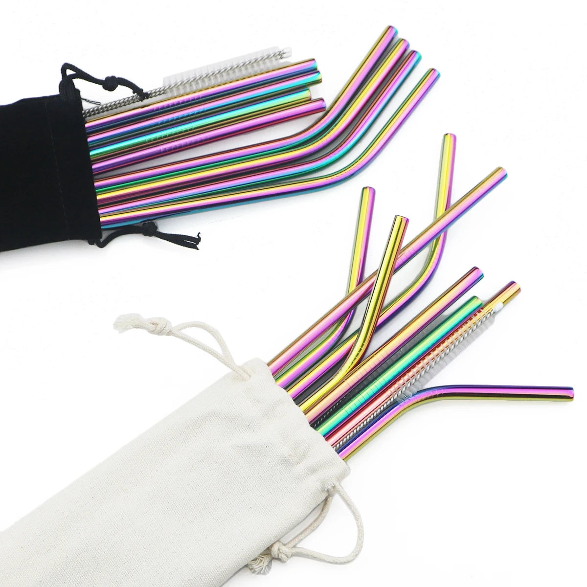 Colorful Metal Drinking Straws Set Stainless Steel