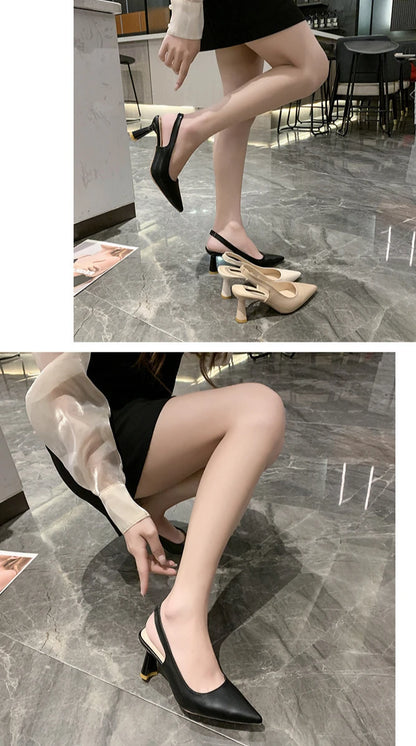 Breathable Pointed Toe Stiletto Heel PU Women's Sandals