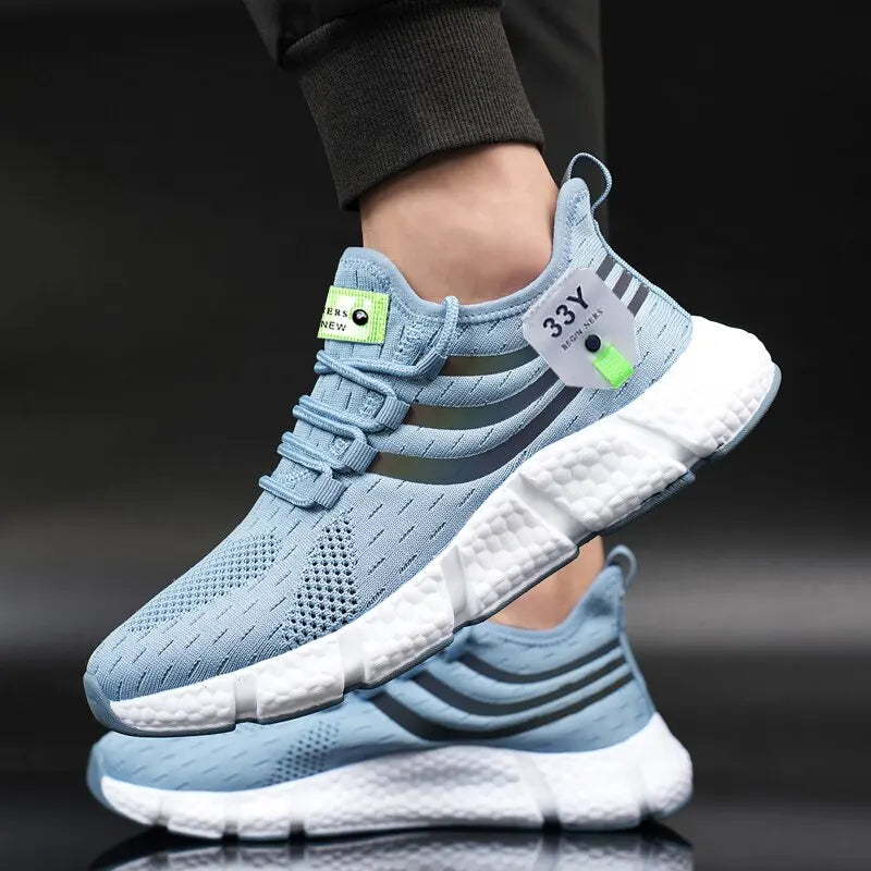 Men's Breathable Lightweight Black Running Sneakers