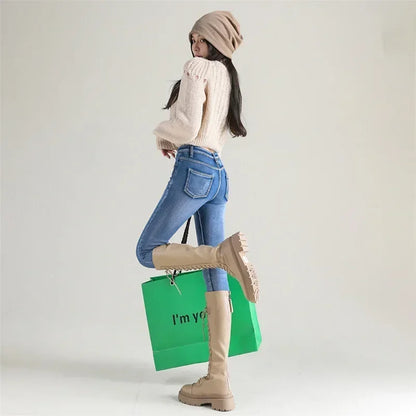 Women's Winter Plush Stretch Skinny Jeans