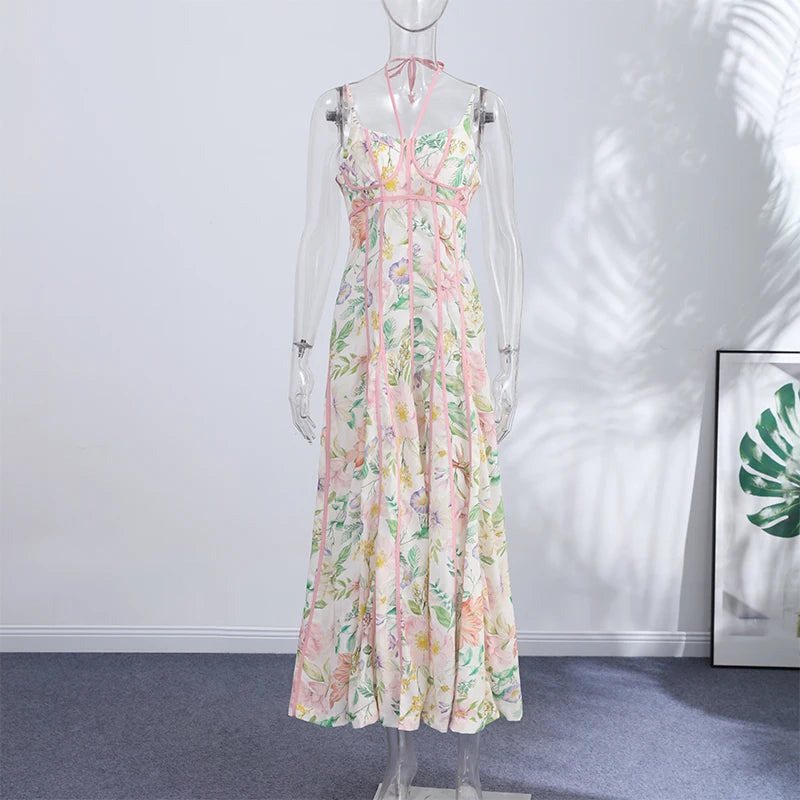Elegant Printed A-Line Women's Dress in Polyester