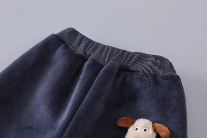 Baby Boys Cartoon Dog Fleece Vest Coat Pants Set