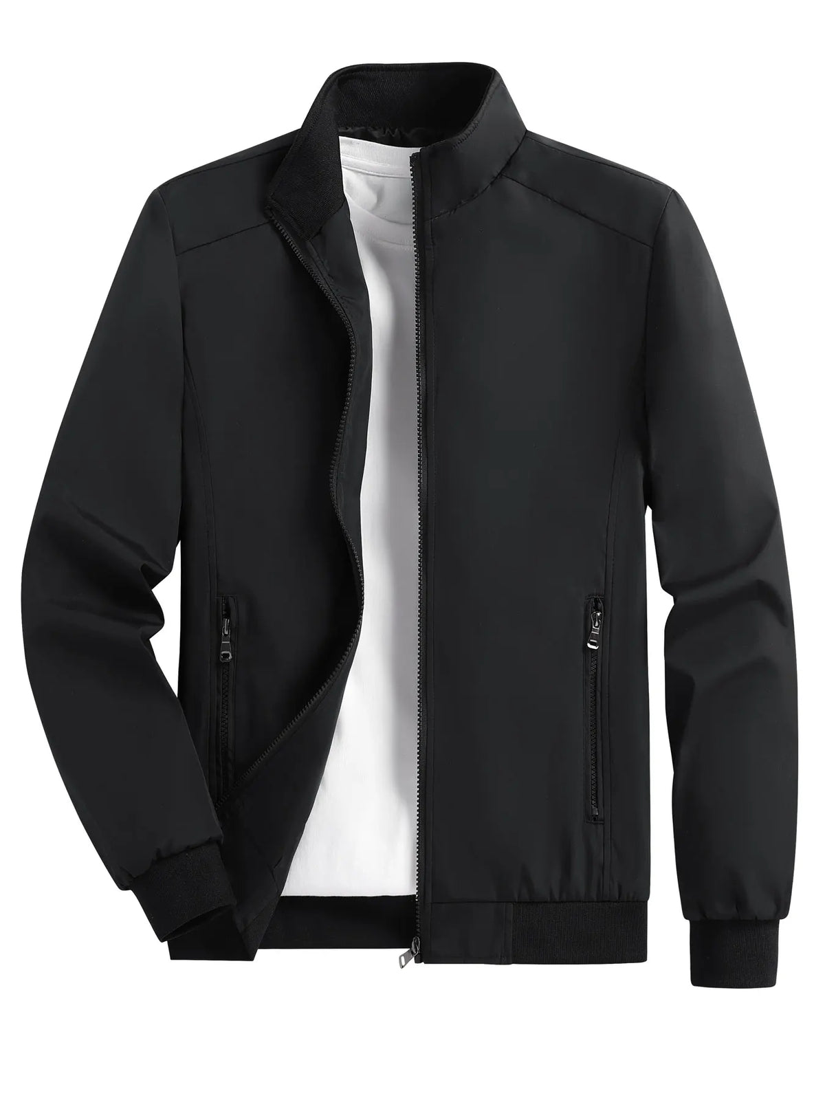 Men's Casual Zipper Jacket in Polyester for Spring and Autumn