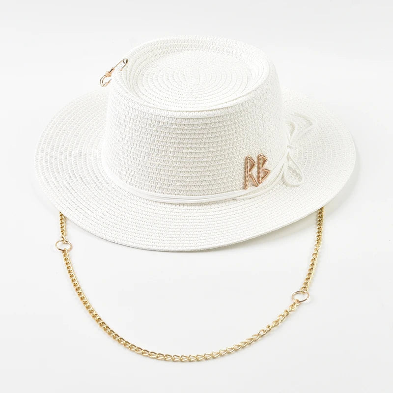 Elegant Straw Sun Hat for Women with Ribbon Decoration