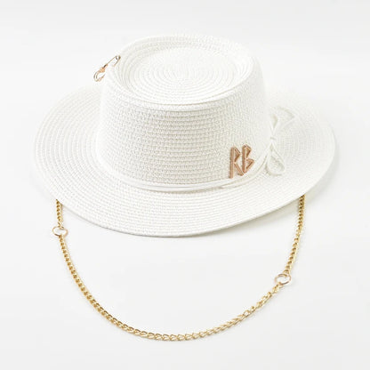 Elegant Straw Sun Hat for Women with Ribbon Decoration