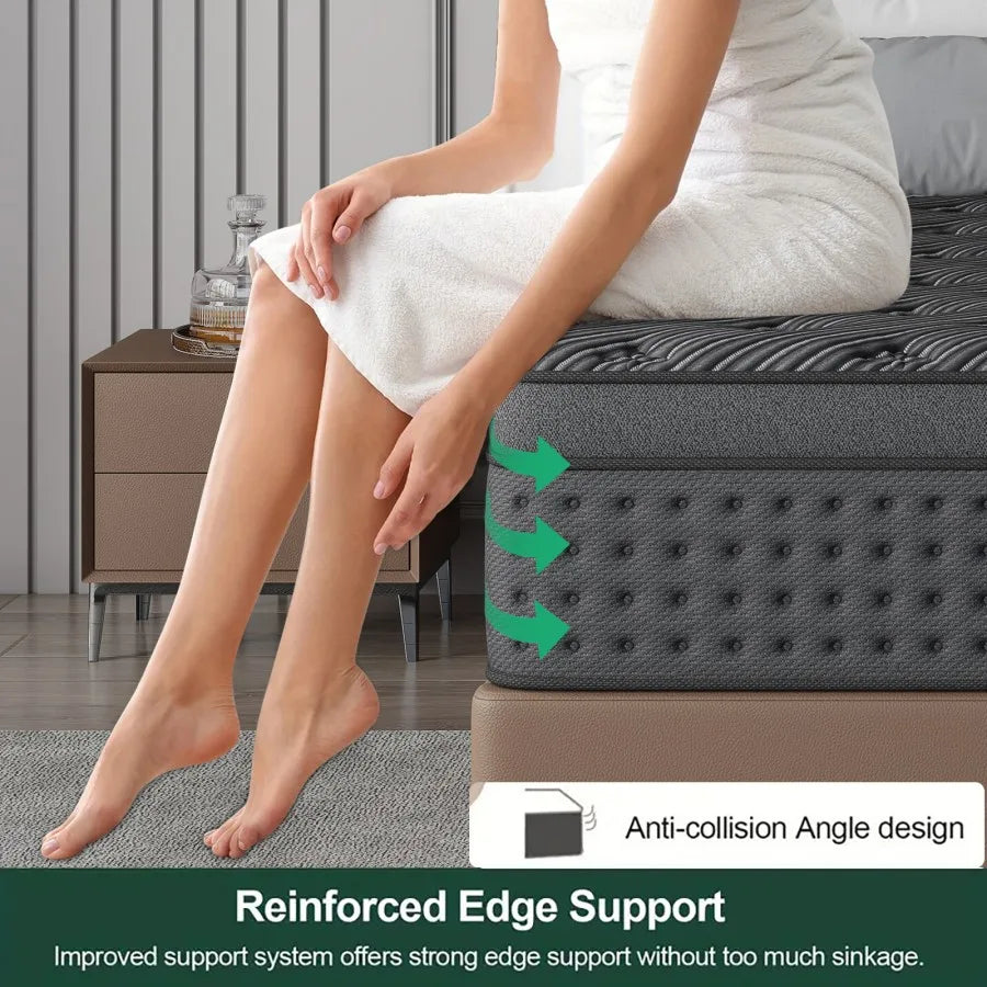 LayRoad Memory Foam Spring Mattress Black 12 Inch