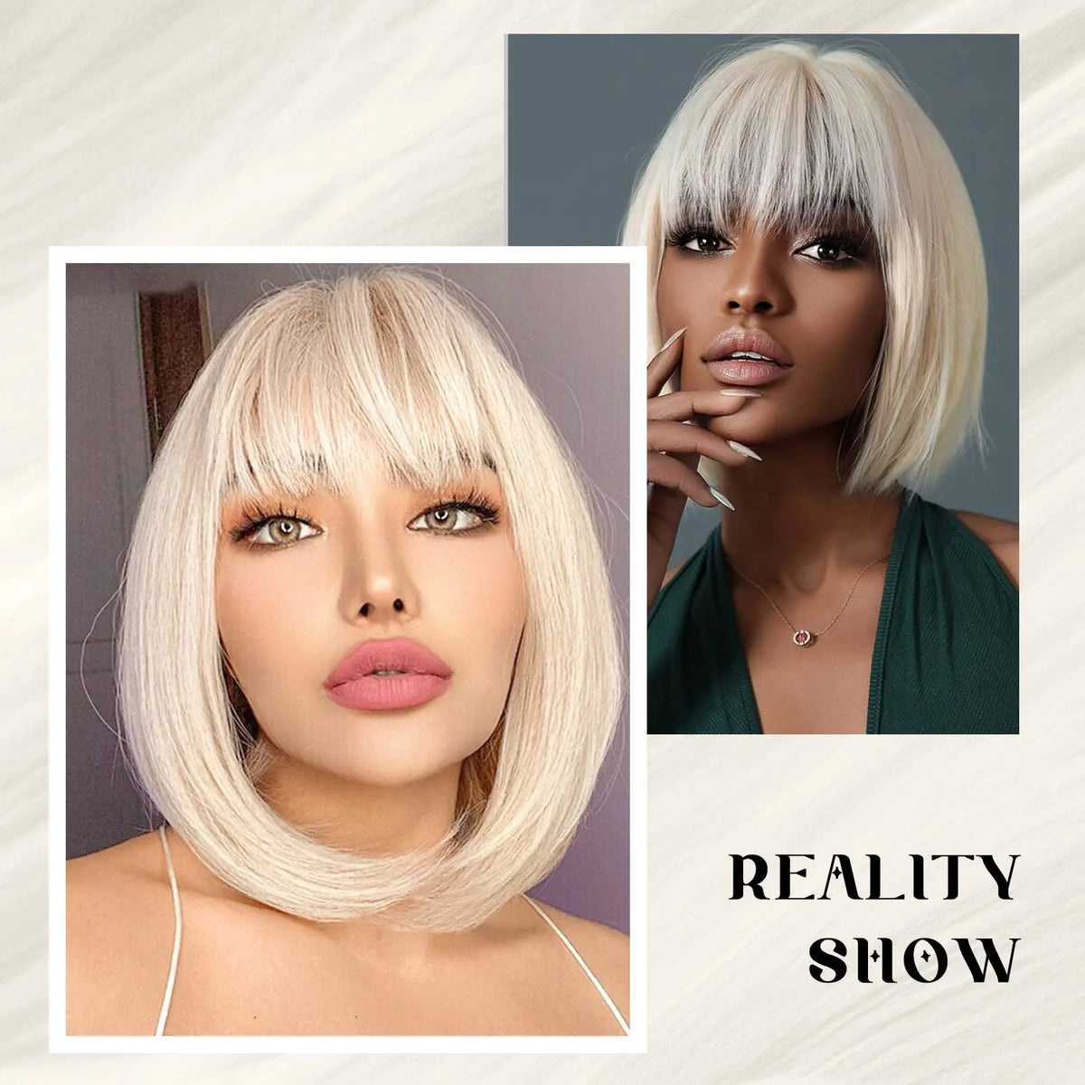 Pink Bob Synthetic Wig with Bangs for Cosplay