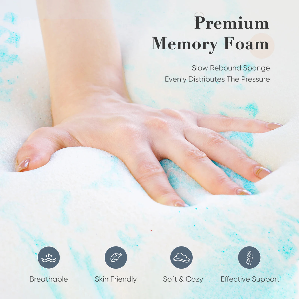 JHK Queen Size Memory Foam Mattress Topper Cooling Gel