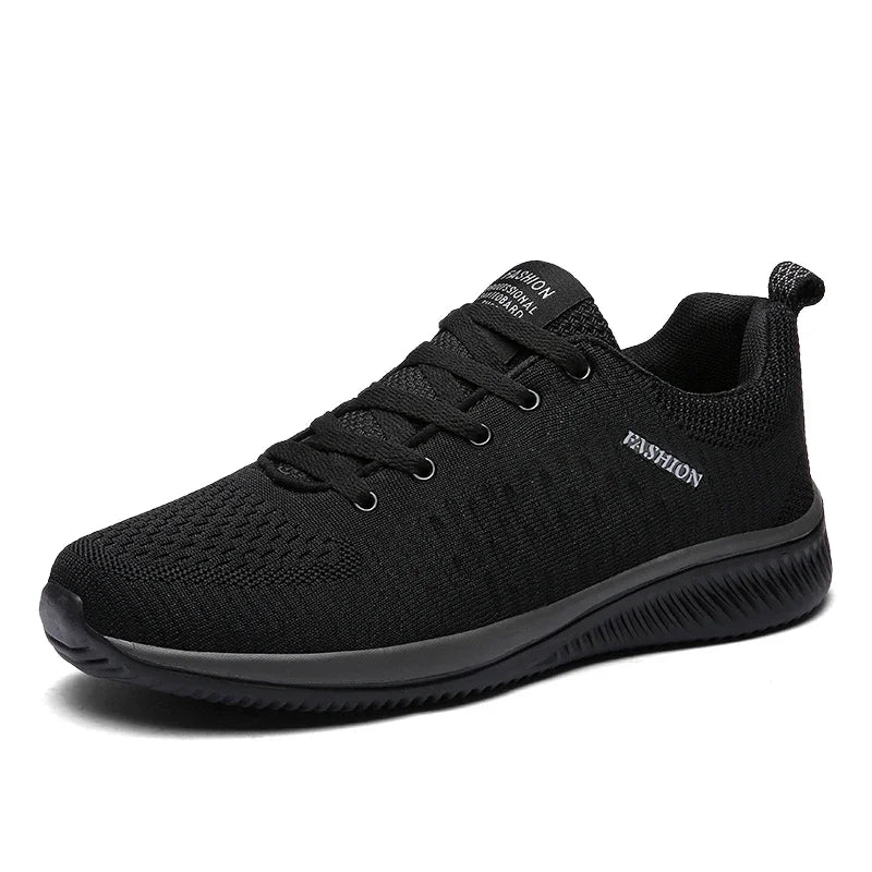 YRZL Black Knit Sneakers for Men Athletic Casual Shoes
