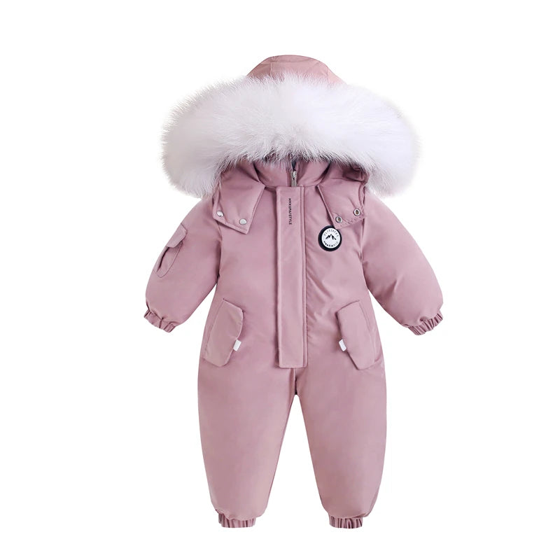 Winter Baby Ski Suit Plus Velvet Jumpsuit Waterproof