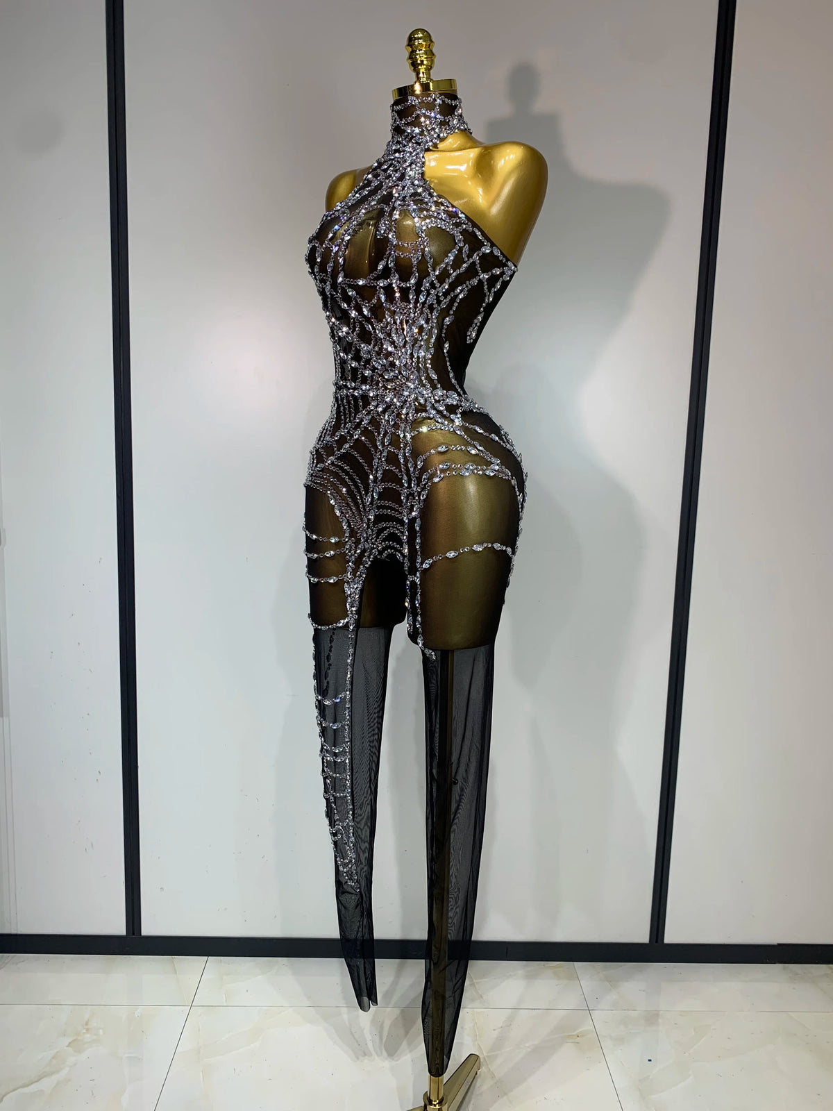 Sparkly Diamond Mesh Jumpsuit for Women
