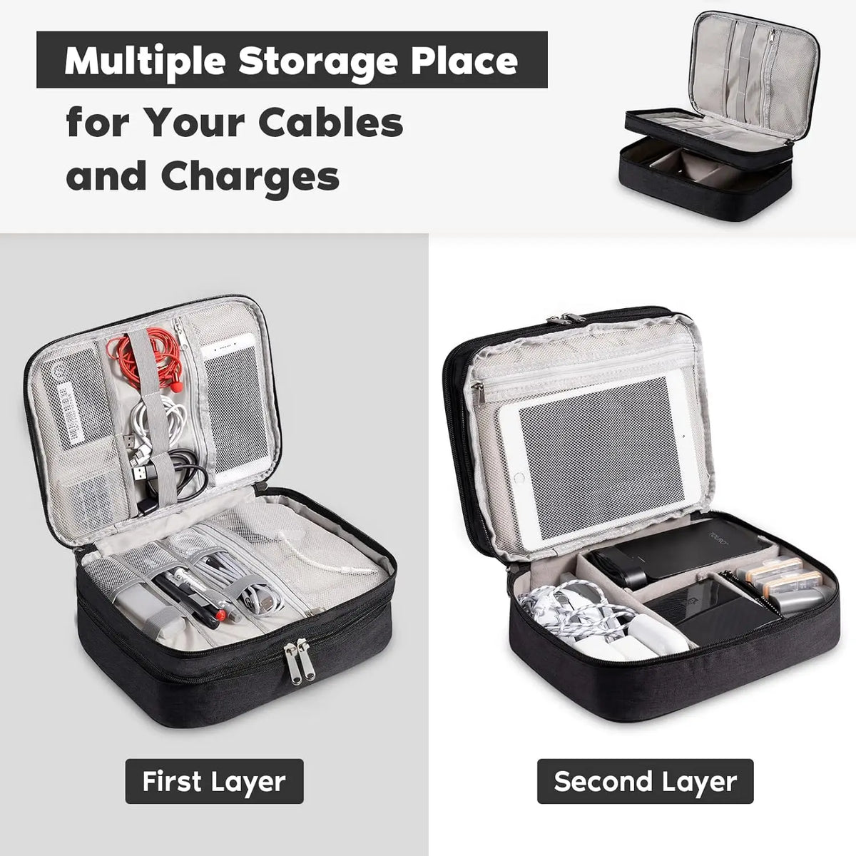 Leather Cable Storage Bag Waterproof Organizer
