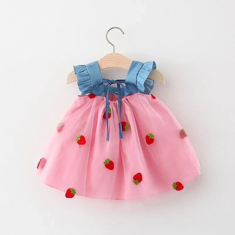 Baby Girl Summer Cherry Mesh Dress