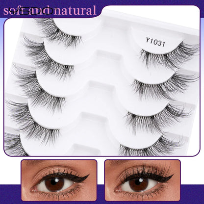 YSDO 5/10 Pairs Natural Soft Black Half Lashes