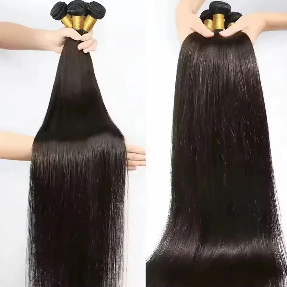 Bone Straight Raw Human Hair Bundles 36 40 Inch Black