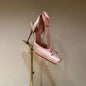 High-Heeled Satin Bow Ankle Strap Sandals for Women