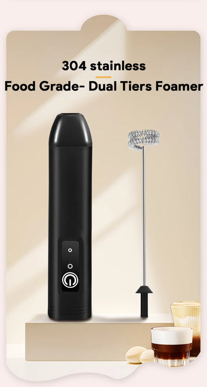 Electric Milk Frother Handheld USB Rechargeable Foam Maker