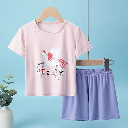 Children's Casual Joker Bear Print Pajama Set