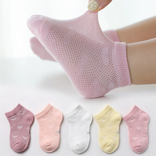 Children's Summer Fishnet Cotton Socks Set