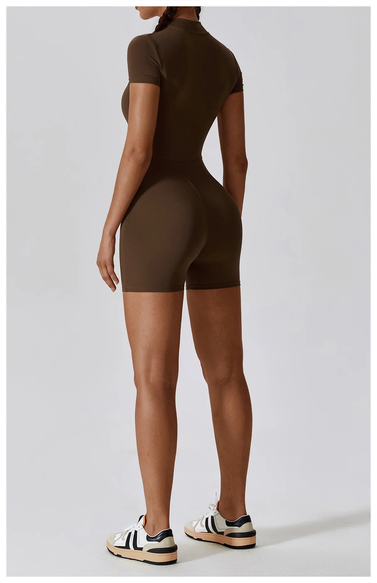 Summer Zipper Short Sleeve Yoga Bodysuit for Women