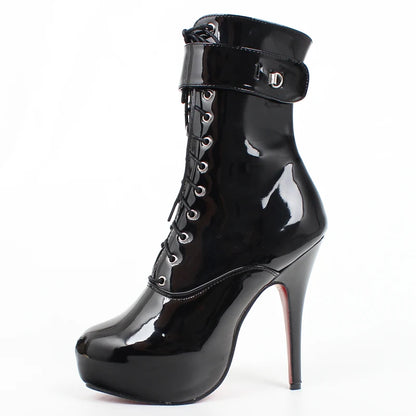 Lace-Up Ankle Boots with 15cm Thin Heel and 4cm Platform