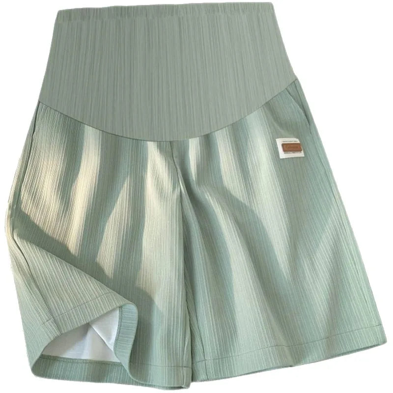 Knee-length Plus Size Maternity Ice Silk Shorts
